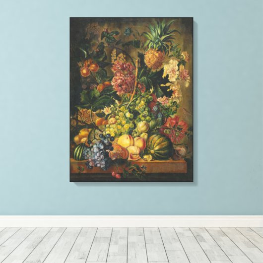 Biene und Ananas | Ölgemälde Leinwanddruck (Insitu (Holzboden))