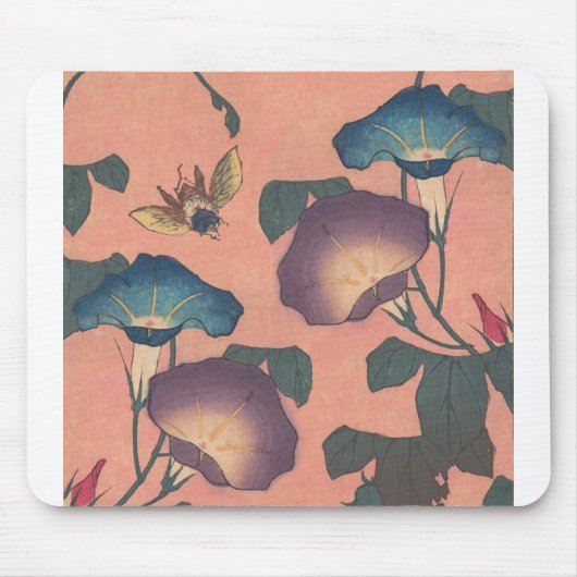 Biene und Blume Japanische Kunst Mousepad (Vorne)