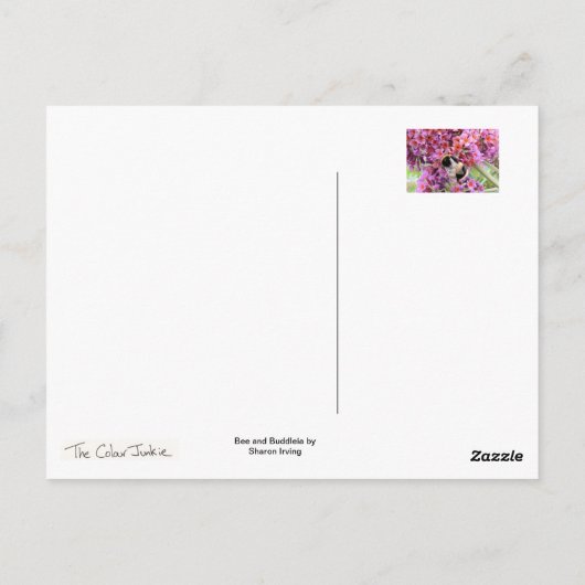 Biene und Buddleia Postkarte (Rückseite)