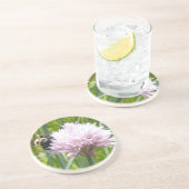 Biene und Chive Blume Sandstein Untersetzer (Seite)