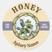 Biene und Clover Honey Jar Runder Aufkleber (Vorderseite)