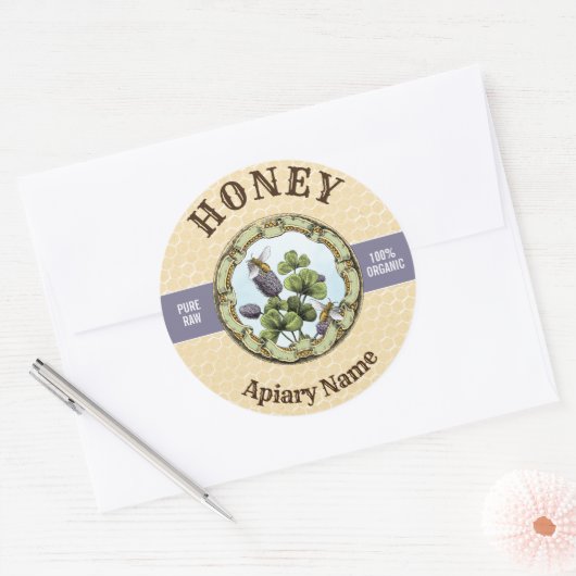 Biene und Clover Honey Jar Runder Aufkleber (Umschlag)