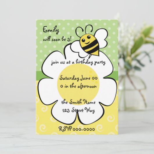 Biene und Daisy Einladung (Stehend Vorderseite)