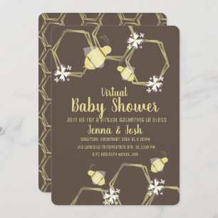 Biene und Daisy Floral Virtual Baby Shower Einladung