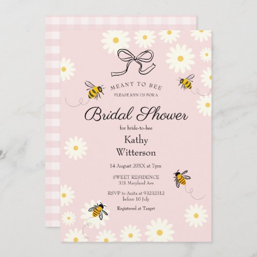 Biene und Daisy Gingham wollen Brautparty sein Einladung (Vorne/Hinten)