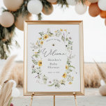 Biene und delikate Wildblume Babydusche Willkommen Poster<br><div class="desc">Herzlich willkommen in Ihrer Babydusche mit diesem wunderschönen Poster mit Aquarellfarben-Wildblumen und Bienen. Fügen Sie den Ehrengast mit dem Namen,  dem Duschdatum und dem persönlichen Willkommenstext unter Verwendung der angegebenen Felder hinzu.</div>