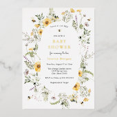 Biene und delikate Wildblume Kinderdusche Einladun Folieneinladung (Vorderseite)