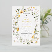 Biene und delikate Wildblume Kinderdusche Einladun Folieneinladung (Stehend vorne)