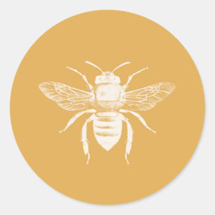 Biene und goldenes Bienenwaben-Muster Runder Aufkleber
