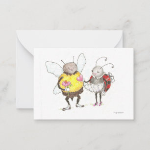 Biene und Ladybug winziges Valentin Mitteilungskarte