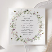 Biene und Lavender Wildblume Babydusche Einladung