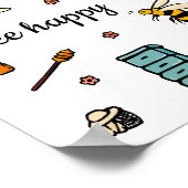 Biene und niedliche Bienen Wortart Poster (Ecke)