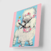 Biene und Poodle Quadratische Wanduhr (Winkel)