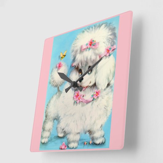 Biene und Poodle Quadratische Wanduhr (Winkel)