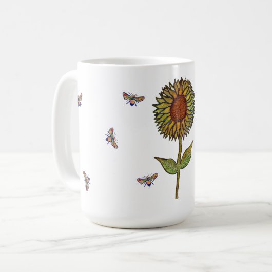 Biene Und Sonnenblumen-Tasse Kaffeetasse (Vorderseite Links)