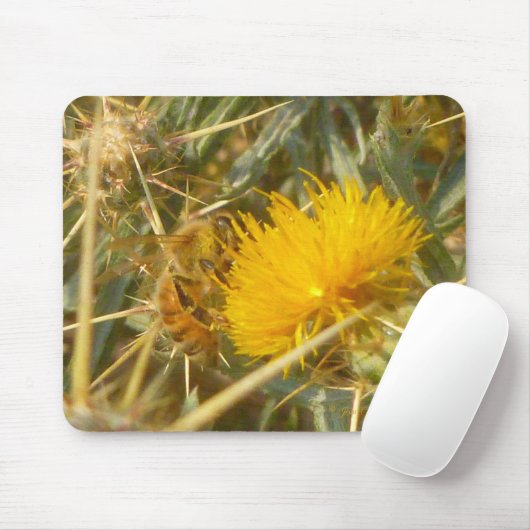 Biene und Star Thistle (Centaurea solstitialis) Mousepad (Mit Mouse)