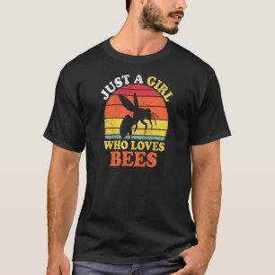 Biene Vintage Nur Ein Mädchen Das Bienen Liebt T-Shirt