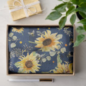 Biene w Sonnenblumen Blütenblume Rustikale Navy Ho Seidenpapier (Geschenk)