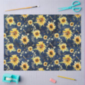 Biene w Sonnenblumen Blütenblume Rustikale Navy Ho Seidenpapier (Basteln)