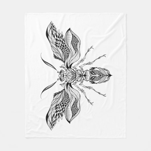 Biene-Wespe Tätowierung Fleecedecke (Vorderseite)