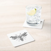 Biene-Wespe Tätowierung Rechteckiger Pappuntersetzer (Vor Ort)