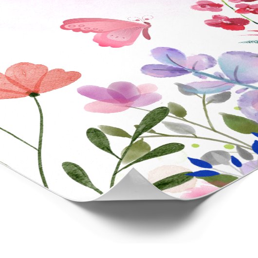 Biene Wildblume 1. Geburtstag Willkommen Poster (Ecke)