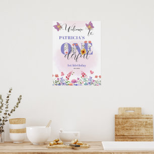 Biene Wildblume 1. Geburtstag Willkommen Poster