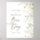 Biene Wildblume Geburtstag Begrüßungszeichen Poster (Vorne)