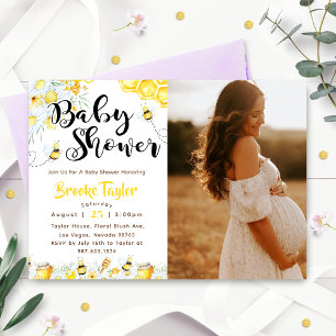 Biene Wildblumen-Baby-Shower-Foto Einladung