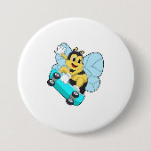 Bienen als Skater mit Skateboard Button (Vorderseite)