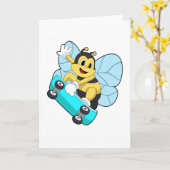 Bienen als Skater mit Skateboard Karte (Gelbe Blume)