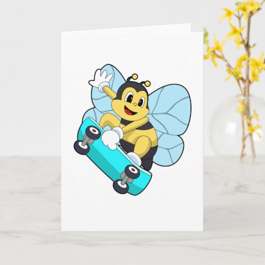 Bienen als Skater mit Skateboard Karte (Gelbe Blume)