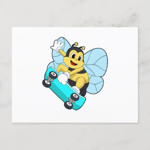 Bienen als Skater mit Skateboard Postkarte