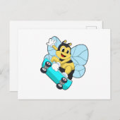 Bienen als Skater mit Skateboard Postkarte (Vorne/Hinten)