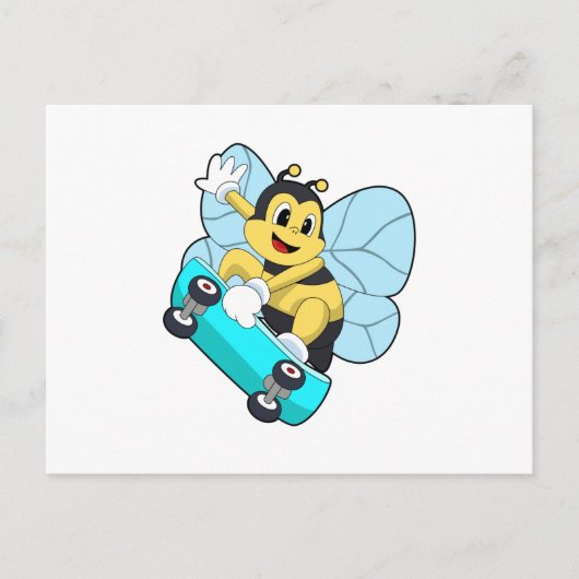 Bienen als Skater mit Skateboard Postkarte (Vorderseite)