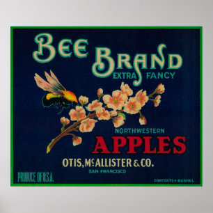 Bienen-Apple-Kisten-Aufkleber Poster