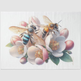 Bienen auf Apple Blossom Decoupage Seidenpapier