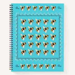 Bienen auf Blue Spiral Notebook Notizblock