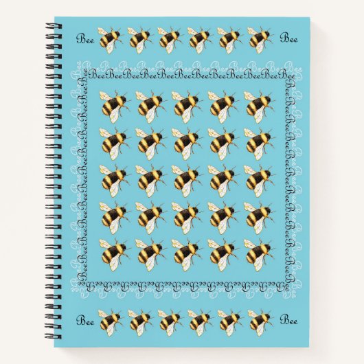 Bienen auf Blue Spiral Notebook Notizblock (Vorderseite)