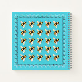 Bienen auf Blue Square Spiral Notebook Notizblock
