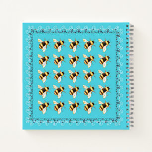 Bienen auf Blue Square Spiral Notebook Notizblock