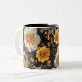 Bienen auf Blume Zweifarbige Tasse (Vorderseite Links)