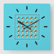 Bienen auf der blauen Acrylwand-Uhr
