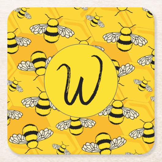 Bienen auf einem Personalisierten Bienenstock Rechteckiger Pappuntersetzer (Vorderseite)