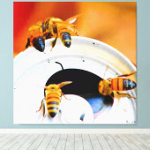 Bienen auf einer Limonadendose Leinwanddruck (Insitu (Holzboden))