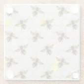 Bienen auf Honeycomb Muster Gelb Gold Grau Glasuntersetzer (Rückseite)