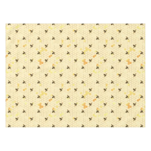 Bienen auf Honeycomb Muster Gold Gelb Tischdecke (Vorderseite (Horizontal))