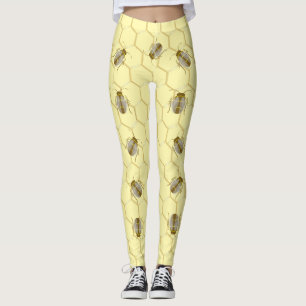 Bienen auf Honigwabengelb Leggings