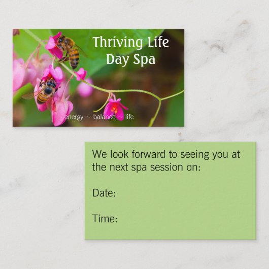 Bienen auf korallenrote Rebe-Blumen-Fotografie Terminkarte (Vorne/Hinten)