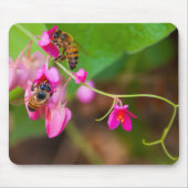 Bienen auf Korallenweinpflanzen Blume Fotografie Mousepad (Vorne)